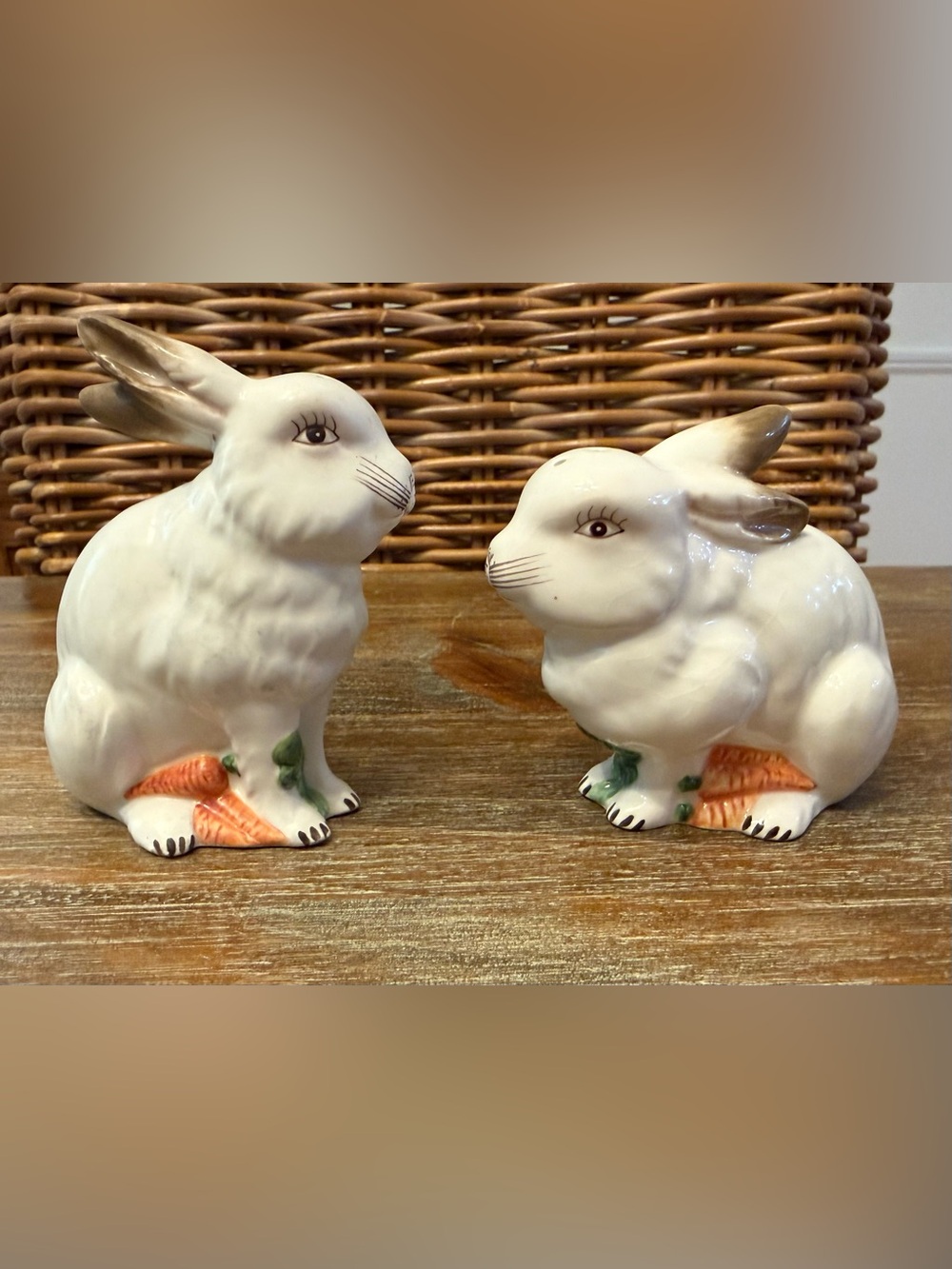 J. WILLFRED CERAMIC RABBIT FIGURINES SET OF 2